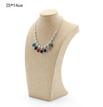 Beige Linen Necklace Bust Jewelry Display Stand - www.wowseastore.com