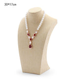 Beige Linen Necklace Bust Jewelry Display Stand - www.wowseastore.com