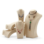 Beige Linen Necklace Bust Jewelry Display Stand - www.wowseastore.com