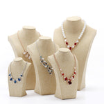 Beige Linen Necklace Bust Jewelry Display Stand - www.wowseastore.com