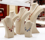 Beige Linen Necklace Bust Jewelry Display Stand - www.wowseastore.com