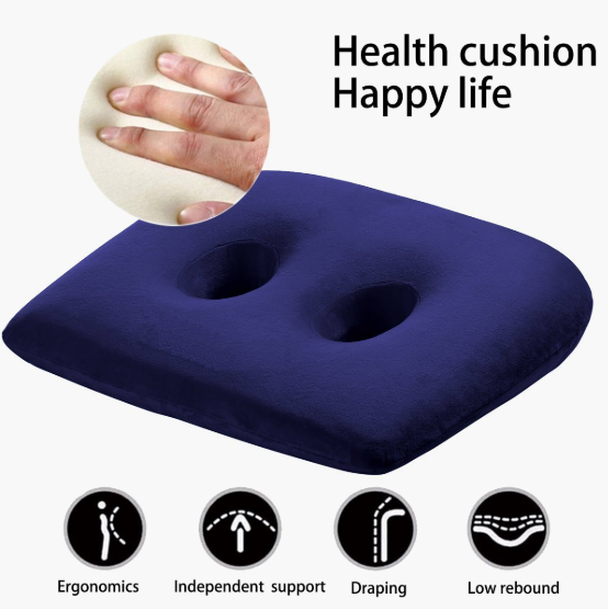 ESGT Ischial Tuberosity Seat Cushion with Two Holes for Sitting  Bones-Washable & Breathable Cover Travelling,Reading,Home,Office, Yellow